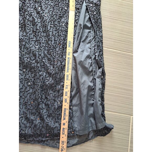 Andretta Donnatello Beaded Halter Neck Maxi Gown Dress Open Back Silk L Formal - Picture 13 of 13